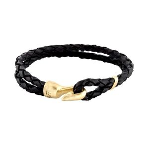 Lulu Frost Black Leather Harpoon Hook Bracelet Unisex